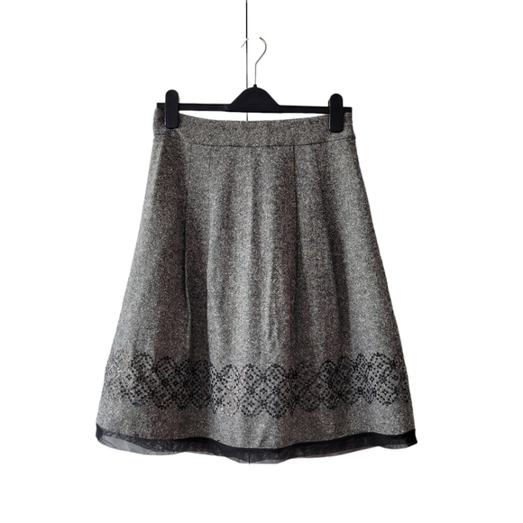 Loft Gray Sequin Wool Blend Skirt - Picture 2 of 10